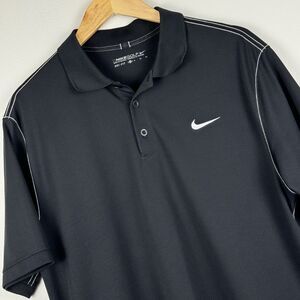 Nike Dri-FIT Golf Polo Shirt Performance Black Men's Size XL White Stretch